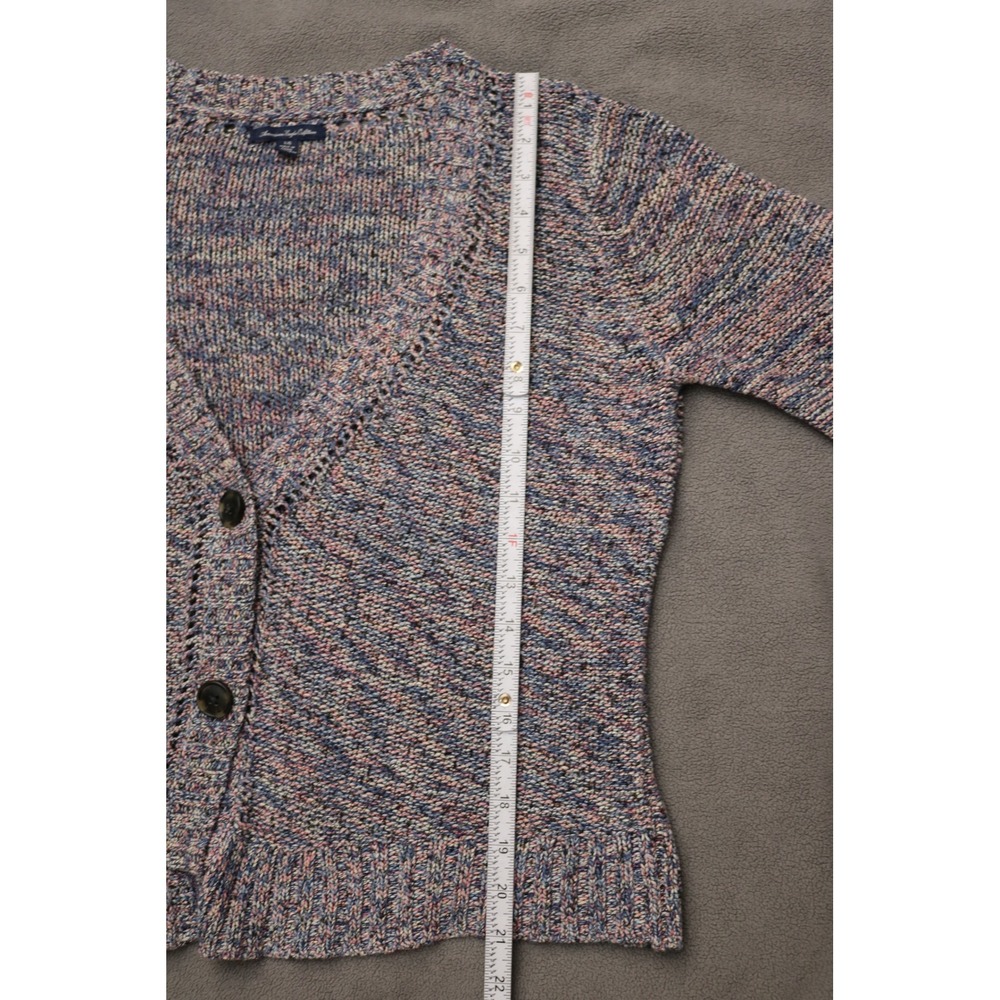 AMERICAN EAGLE Sweater Marled Knit Button Cardigan Women Large Blue Pink Crochet - Picture 4 of 11